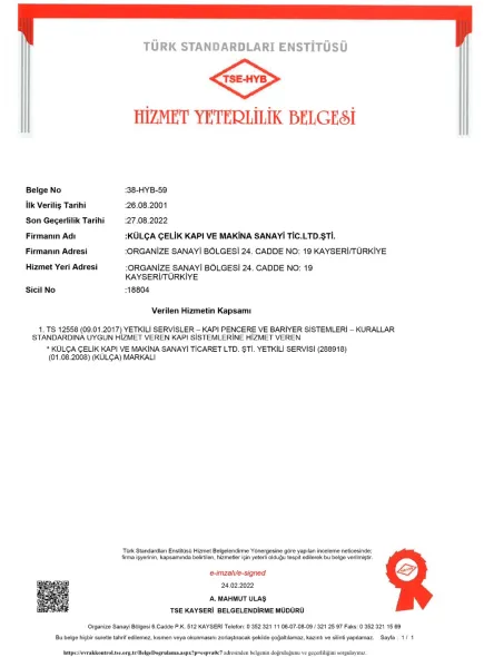 TSE-HYB Belgesi