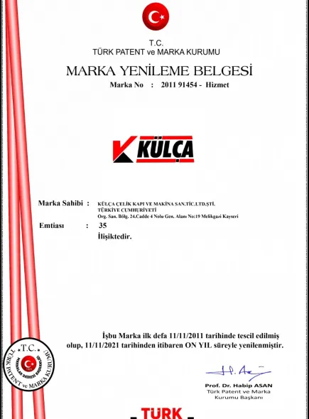Külça Marka Yenileme Belgesi